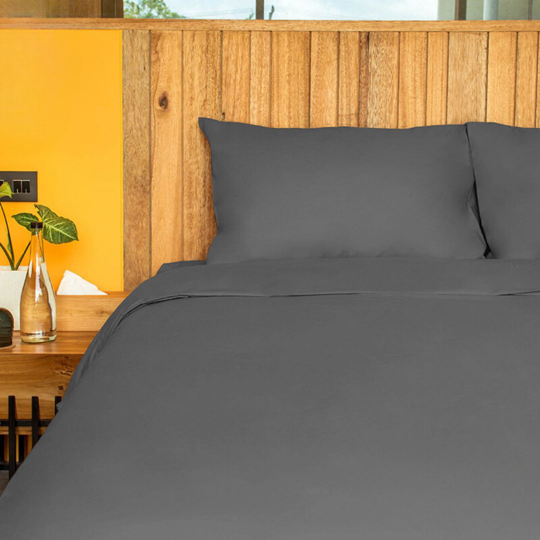 Bed Set Standard 100% Cotton Dark Grey