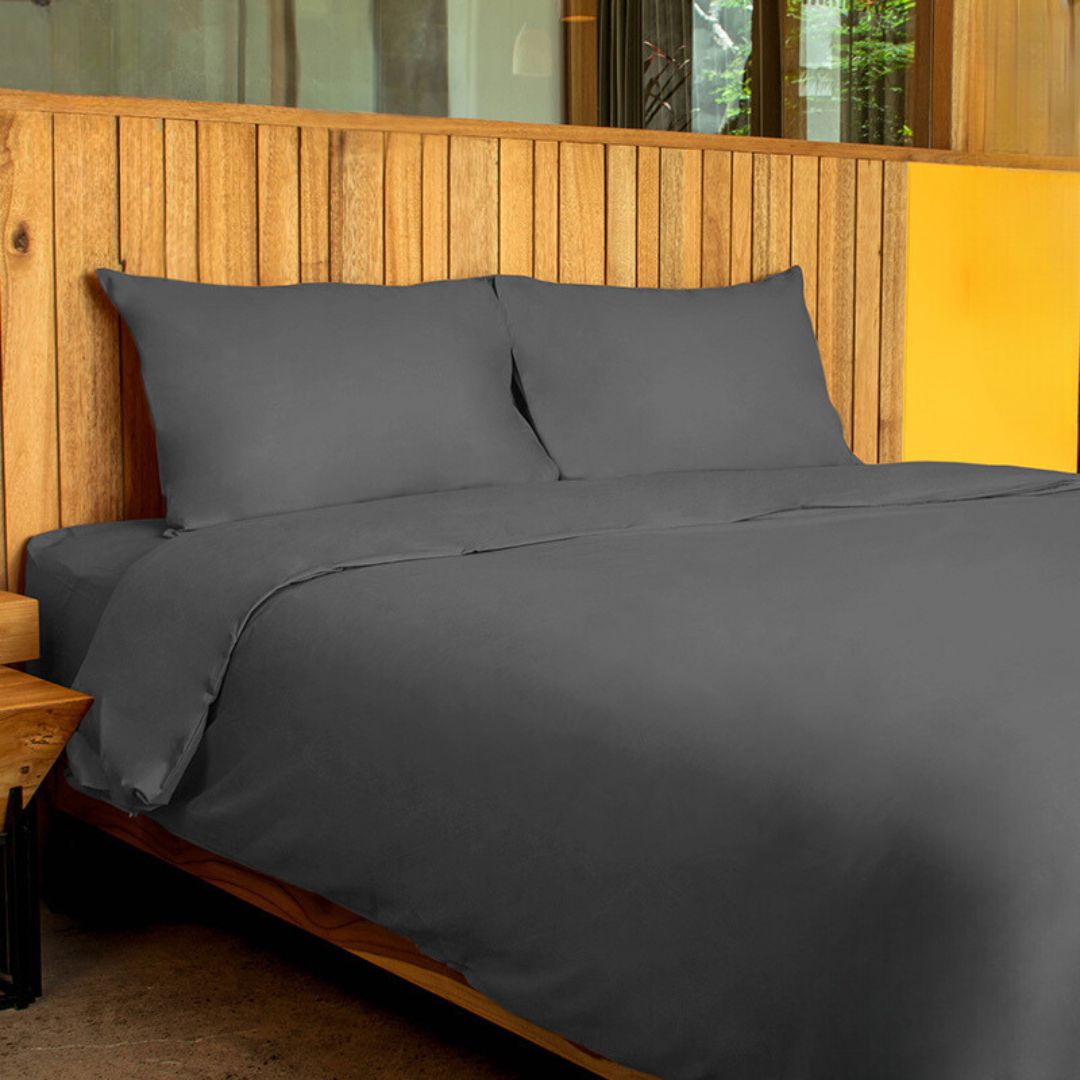 Bed Set Standard 100% Cotton Dark Grey