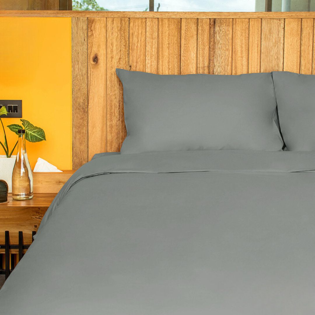 Bed Set Standard 100% Cotton Grey