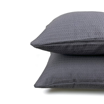 Set Cushion Cover Cotton Waffle Grey 40x40cm