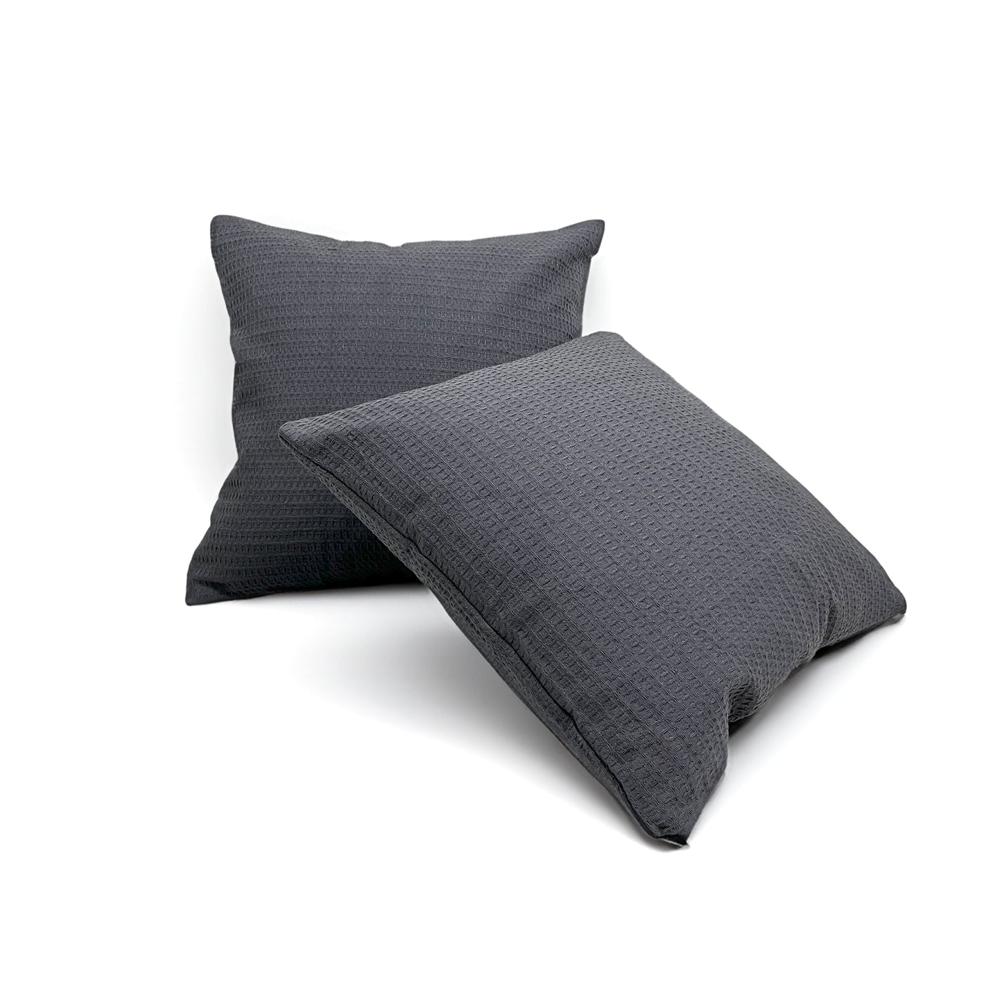 Set Cushion Cover Cotton Waffle Grey 40x40cm