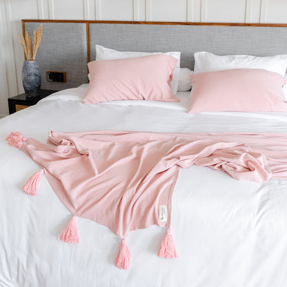 Blanket Set Linen Rayon Dusty Pink