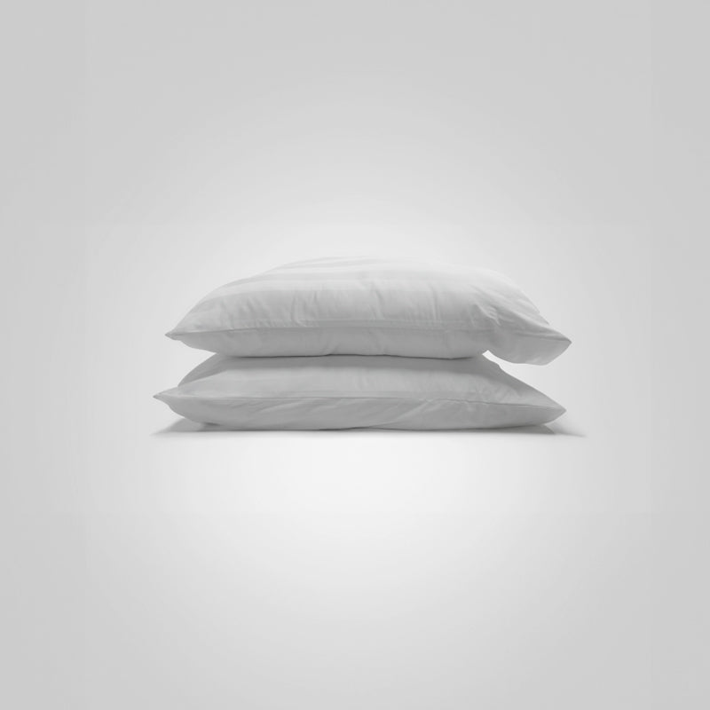 Set Pillow Case Standard TC 260 Stripe 3cm White 100% Cotton