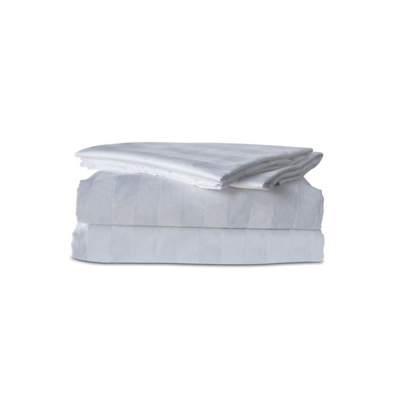 Fitted Sheet TC 300 Stripe 3cm White 100% Cotton