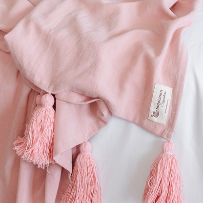 Blanket Set Linen Rayon Dusty Pink